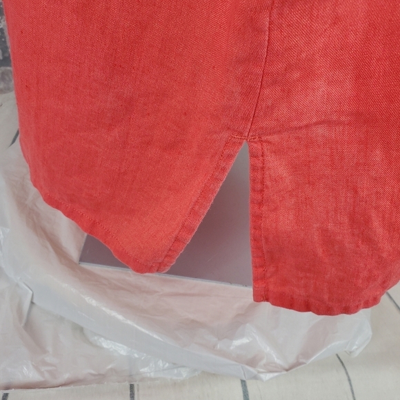 Chico's Linen Long Button Front Shirt Coral Size 3=XL Travel Breathable - Picture 7 of 12
